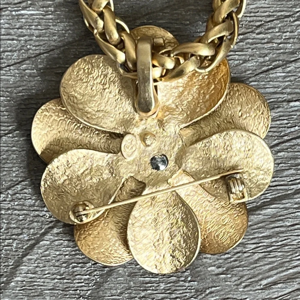 Premier Designs Gold Floral Necklace brooch Pendant - Picture 6 of 11